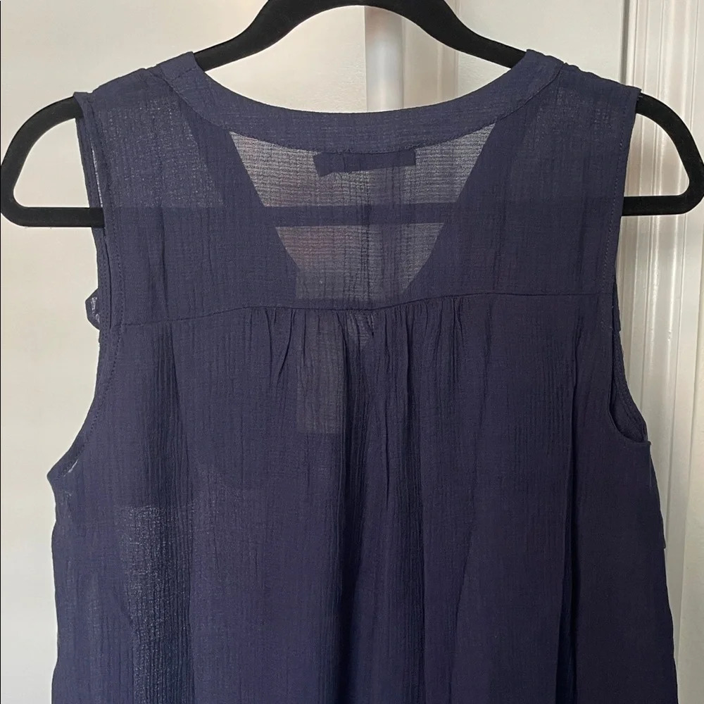 Doe & Rae Navy Sleeveless Ruffle Blouse - Picture 4 of 4